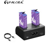 PALO Batería recargable para cámara GoPro Max + cargador LCD para cámara de acción GoPro Max 360, accesorios y baterías. 1 charger+2 batteries