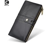 Nueva Cartera de Cuero para Hombre Business Casual Largo Clutch Cartera de Cuero Multitarjeta Bolso Retro de Mujer