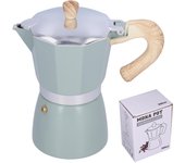 Cafetera moka de 300 ml, hervidor de café para cocina de gas, cocina de etanol, horno electrotérmico, color cian