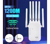 Repetidor WiFi de 1200 Mbps, amplificador inalámbrico de banda dual, amplificador de señal de red de 2,4 G y 5 GHz de largo alcance para el hogar y la oficina EU Plug-300mbps