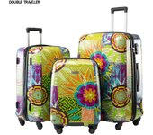 Maleta de viaje de 20 pulgadas, 24/28 pulgadas, ruedas giratorias, equipaje rodante con grafiti de flores, juego de 3 uds de maletas con ruedas coloridas Hariside 3PCS set
