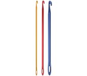 Herramienta para tejer a mano con aguja de ganchillo de aluminio afgano con orificio para roscar 2.75 mm oro