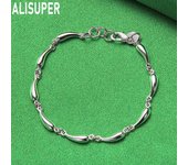 Pulsera de gota de agua de plata de ley 925, joyería de boda de moda 20CM