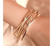 Pulsera cruzada multicapa para mujer, brazalete abierto, regalo de joyería para muñeca oro/rosa brillante