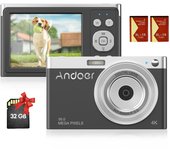 Andoer Compact 4K Cámara digital Videocámara 50MP 2.88 pulgadas Pantalla IPS Enfoque automático Zoom 16X with TF Card color rosa
