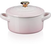 Mini Cocotte Le Creuset, recipiente resistente al calor, color rosa gasa, perilla dorada, resistente al calor, resistente al frío, apto para horno incluido, japonés [Producto autorizado]