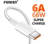 FONKEN 6A Cable de carga súper rápido USB tipo C 66W Cable de datos de carga para Xiaomi Samsung Huawei OPPO blanco