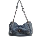 Bolso de mezclilla informal retro para mujer, nuevo bolso de hombro con cadena de alta gama 2024, bolso de mano para viajeros de gran capacidad azul claro