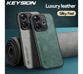 KEYSION Funda de cuero PU retro de lujo para Xiaomi POCO F6 Funda trasera de silicona suave + PC a prueba de golpes para Xiaomi POCO F6 Pro for POCO F6 azul