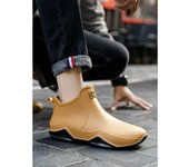 Nuevos zapatos de lluvia para mujer, botines impermeables, botas de lluvia para hombre, antideslizantes, resistentes al desgaste, de felpa, de moda, para cocina, verano e invierno. 36 beige