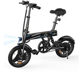 iScooter EB1 Urbano Eléctrico Plegable Eike, 350 W, 36 V, 7,8 Ah, 25 km/h, 40 km de autonomía, suspensión trasera, neumáticos de 14'', bicicleta eléctrica para uso diario 36V 350W 7.8Ah negro