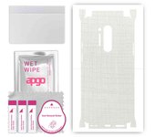 apgo Protective Skin Sticker for the back+sides compatible with OnePlus 8 Pro, Full Wrap Film, Foil, Vinyl - Pattern White Fabric