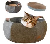 Cama rascadora para gatos, elegante casa para gatos, linda cama para mascotas, fieltro lavable, cartón, juego de círculos, rascador de uñas, sofá, rascador, suministros para gatos, gatitos adultos gris