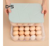 Contenedor apilable para el hogar, cocina, refrigerador, caja de almacenamiento de huevos, contenedor con tapa verde