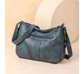 Bolso de hombro para mujer, moderno y sencillo, de doble capa, tipo mensajero, de piel lavada para madre de mediana edad, pequeño bolso cuadrado