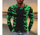 Camiseta para hombre, camiseta con estampado geométrico de llamas, ropa, ropa, estampado 3D, deportes callejeros, manga larga, moda, diseñador exagerado S