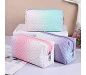 Bolsa de cosméticos, neceser femenino, organizador de maquillaje, elegante bolsa de maquillaje de color degradado, bolsa de almacenamiento de cosméticos de viaje portátil color rosa