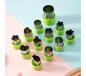 Juego de 12 cortadores de verduras en forma de mini cortadores de frutas, cortadores de alimentos para niños, sellos para repostería, moldes para galletas.
