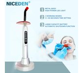 Lámpara de curado dental inalámbrica LED de 5 W, máquina de tratamiento dental UV azul con mango de metal, luz ultravioleta para dentistas. plata