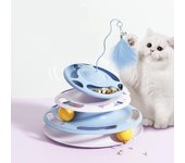 Juguete para gatos, divertido plato giratorio para gatos, platillo volador con personalidad creativa, plato giratorio para gatos con comida que gotea, palo para gatos, pelota para gatos azul