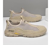 Zapatos casuales de malla de respiradero de verano para hombres, mocasines para hombres, zapatos para caminar al aire libre, mocasines, zapatos para hombre 38 caqui