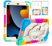 Funda protectora con correa para el hombro en color de contraste para iPad 10.2 con rotación de 360° - Carcasa de silicona dos en uno de triple protección para iPad 9, 8, 7 iPad 10.2 Pro (2019/2020/2021) 7/8/9