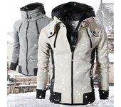 Chaquetas finas con cremallera para hombre, abrigos informales de lana, chaqueta Bomber, bufanda, cuello, moda con capucha, prendas de vestir para hombre, Sudadera con capucha ajustada XXXL gris
