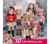 Mini muñeca articulada móvil de 30CM para niñas, juguete 3D con ojos grandes, trajes completos de princesa, colección de vestidos, regalo para niños B