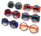 Gafas de sol redondas de doble color para mujer, gafas de sol de tendencia Retro a la moda, gafas de playa para fiestas de vacaciones en la calle rojo