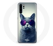 Coque pour Huawei P30 Pro Chat Lunettes violettes Style