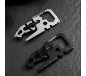 Mosquetón de acero inoxidable para exteriores, abridor de botellas, llavero, anillo, herramienta multifunción para tarjetas, accesorios para acampar y escalar. negro