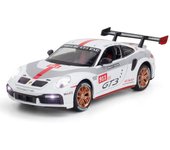Juguete modelo de coche fundido a presión deportivo 911 GT3 RSR a escala 1/24, vehículo de juguete con sonido y luz para niños, niños pequeños, niñas, colección de regalos 1/24-20.8x9.3x6cm azul/rojo