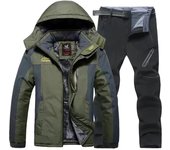Trajes de montañismo al aire libre de otoño e invierno para hombre, ropa de trabajo, trajes de algodón de gran tamaño, chaquetas térmicas + pantalones térmicos, conjunto de 2 piezas XL rojo