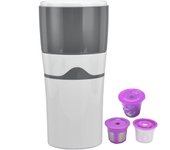 Cafetera de goteo portátil de 450 ml para viajes, compatible con cápsulas K-Cup, color gris y blanco. L blanco gris