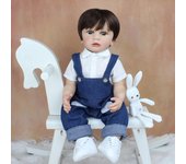BZDOLL 55 CM Cuerpo Completo Silicona Reborn Baby Doll Niño Precioso Regalo para Niña 22 Pulgadas Vinilo Suave Vestido Clásico Boneca Regalo de Cumpleaños Juguete de Baño Blue eyes, 55cm