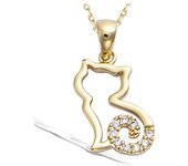 Les Trésors De Lily [N4049] - Colgante chapado en oro 'Silueta de gato' oro blanco - 15x12 mm oro
