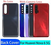 Nueva tapa trasera de batería con cristal para cámara para Huawei Nova 6 Nova6 Black  No Lens
