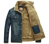 Chaqueta vaquera de invierno vintage para hombre, cálida, acolchada, con forro y cremallera 6XL
