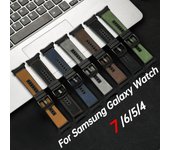 Correa de cuero + silicona para Samsung Galaxy Watch Ultra 47 mm Nueva pulsera de reloj inteligente para Samsung Watch 6/5/4 40 mm 44 mm Correa de repuesto Galaxy watch 4 40mm gris