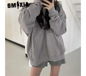 GMXIA Chaquetas y abrigos con capucha de manga larga con estampado de colores sólidos informales vintage para mujer para otoño e invierno S