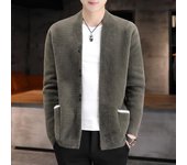Ropa de lana de lana de visón para hombre, cárdigan de punto de Cachemira con cremallera gruesa, abrigo, moda juvenil de otoño e invierno 3XL