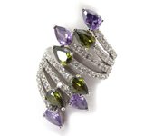 Anillo de plata 'Sissi' verde violeta 52 púrpura