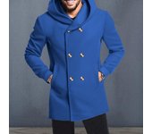 Chaqueta con capucha para hombre, de manga larga, cruzada, cortavientos con bolsillos, color liso, corte ajustado, ropa informal XXXL azul royal