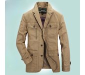 Traje pequeño de algodón puro para hombre, traje informal para hombre, cuello holgado, chaqueta lavada para hombre XL caqui