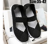 Zapatos de madre tejidos transpirables de gran tamaño para mujer de verano Zapatos de mujer tejidos 35 negro