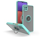 Anillo de dedo con soporte para coche, protección de cámara 360 para Samsung Galaxy A225G a22 5G A 22 5g, funda de teléfono a prueba de golpes, carcasa trasera de silicona suave Samsung Galaxy A22 5G negro mate