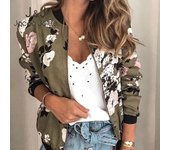 Jocoo Jolee elegante chaqueta Bomber con cremallera para mujer, chaquetas con estampado Floral para primavera y otoño, ropa de oficina, abrigo ajustado para oficina, prendas de vestir Retro L