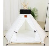 Tienda de campaña portátil para mascotas, cama para perros y gatos, tipi extraíble y lavable para cachorros y gatos, tienda de campaña para interior y exterior con cojín, suministros para mascotas y gatos. M blanco