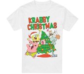 Camiseta de Bob Esponja para hombre decorando el árbol de Navidad M blanco
