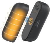 Calentador de manos portátil 2 en 1 magnético recargable Calentador de manos eléctrico Calentador de bolsillo compacto Regalo tecnológico ergonómico para exteriores negro